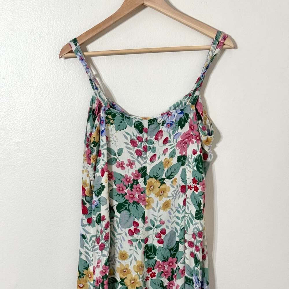 Mango MNG Strawberry Floral Jumpsuit Sleeveless Cottagecore Farm Country Fruit - Picture 6 of 16